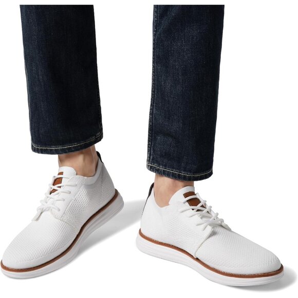 ⚡Men White Knit Flex Breeze Mesh Oxfords Lace-Up Lightweight Walking Sneaker - Picture 6 of 9